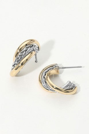 Two tone Hoops Earrings